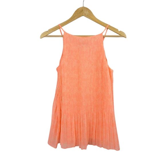 NEW Old Navy Peach Floral Chiffon Pleated A-line Sleeveless Tank Top Size Small - Picture 2 of 9